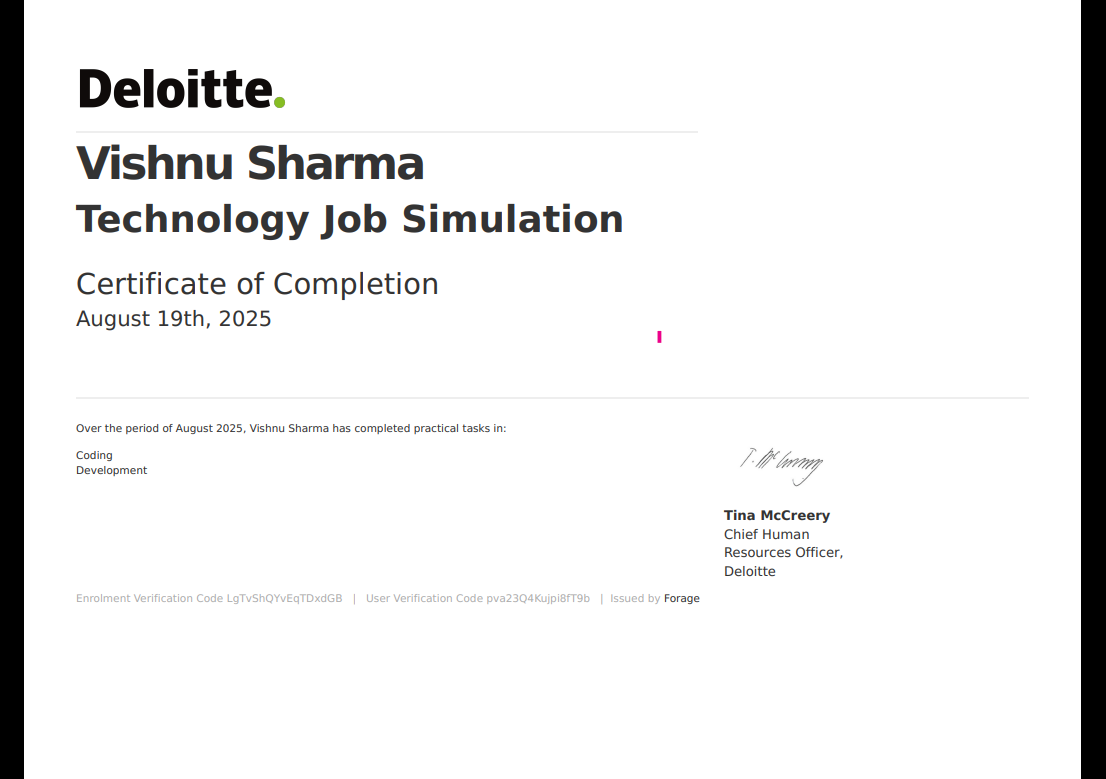Technology Job Simulation Certificate